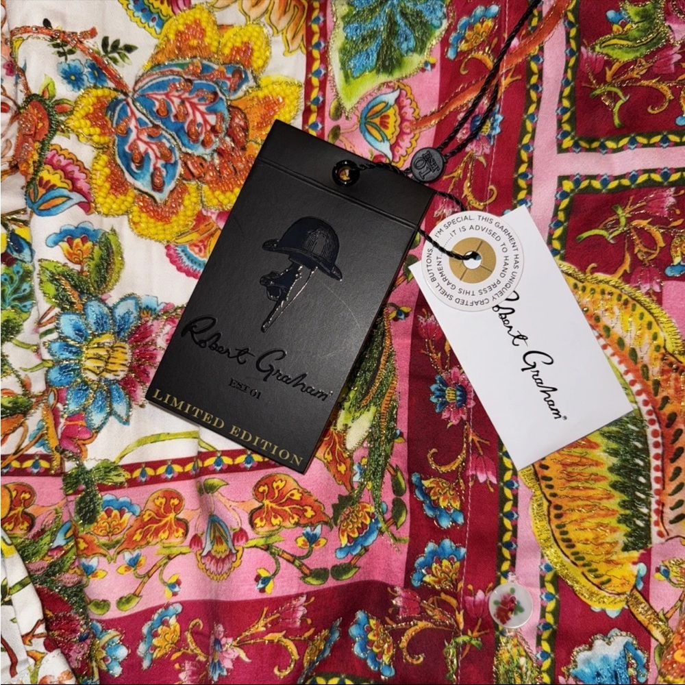 Robert Graham Multicolor  GIVERNY FLOWERS LIMITED EDITION Sz L $398 NWT - Picture 15 of 16